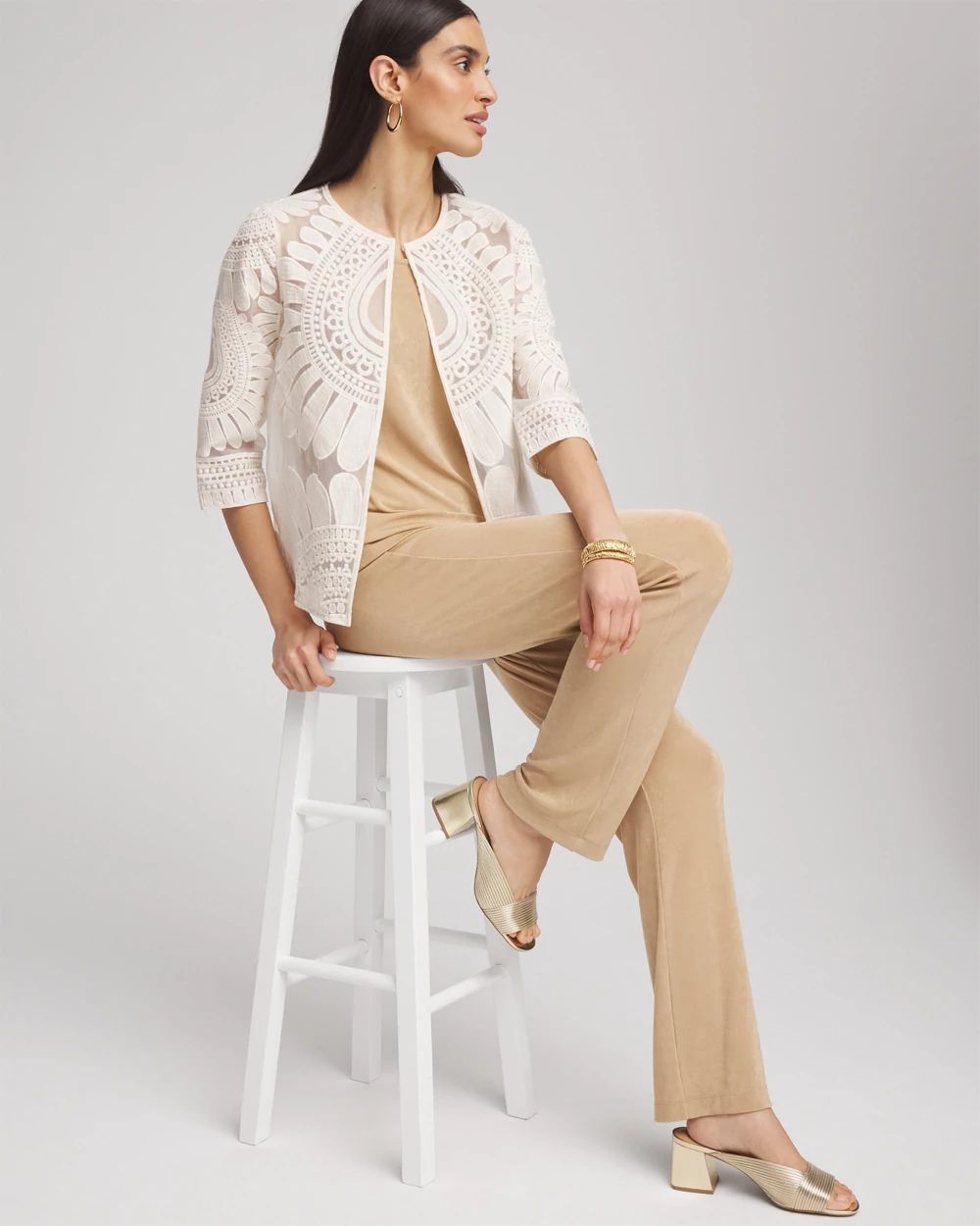 Travelers™ Collection Embroidered 3/4 Sleeve Jacket | Chico's